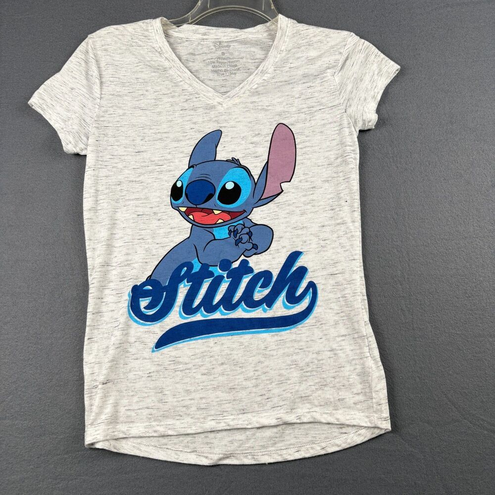 Disney Character T-Shirt Stitch VTG Girls Size Small Gray Soft